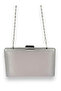 Silver Gray Color Satin Silver Case Silver Stone Evening Bag Evening Bag Wedding Engagement Portfolio - 4