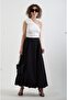 Ecru Rose Brooch Asymmetrical Single Shoulder Blouse - 3