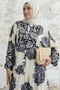 Patterned Judge Collar Dress - Black - 3