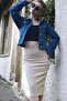 FUL L LYCRALI MINI SLITTERED KNEE BOTTOM CASSORSE PENCIL SKIRT