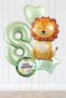 Safari Theme Birthday Age Balloon Retro Green Safari Balloons Cute Lion Party Set - 3