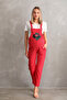 Embroidered Pregnant Gardener Jumpsuit with Front Snap Fasteners - 3
