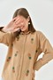 Women's Pineapple Pattern Sequin Sequin And Embroidery Embroidered Cotton Flame Shirt Camel - 2