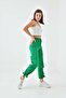 Women's Cargo Pocketed Leg Tie Gabardine Trousers Green - 3