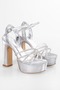 Women's Kayen Silver Honeycomb Patterned Platform Heeled Shoes - 3