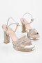 Women's Fleur Gold Honeycomb Stone Platform Heeled Shoes - 4