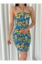 Floral print rope strap full guiped mini dress - 5