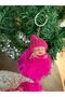 Cute pom- Plush plush sleeping baby Keychain with hat, fuchsia pink pom-pom - 4