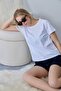 Kadın Beyaz Basic T-shirt - 2