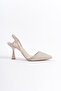 Women's Beige Straw Open Back Heeled STILETTO SHOES - 3
