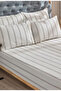 Atlantis Ecru Striped Pattern Single Elastic Sheet Set - 2