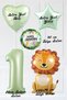 Safari Theme Birthday Age Balloon Retro Green Safari Balloons Cute Lion Party Set - 2