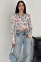 Women's Patterned Crop Blouse - 5
