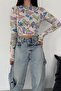 Women's Patterned Crop Blouse - 2