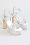 Women's Giana Silver Honeycomb Stone Platform Heeled Shoes - 4