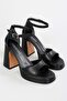 Women's Sway Black Skin Platform Heeled Shoes - 4