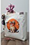 Bag, Printed Gusseted Canvas Bag with Pocket |   Cat with Sunset Glasses - 5