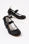 Girl's Black Butterfly Heeled Evening Dress Shoes