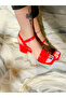OLIV RED Patent Leather Banded Heeled SANDALS SHOES - 6