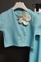 Girl's Polka Dot Button Detailed Blue Skirt Suit - 2
