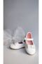 Girl's White Studded Bow Detailed Velcro Flat Shoes - 2