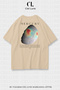 Unisex Women's and Men's Mercury Printed Special Design Oversize T-Shirt Beige