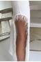 Women's White Crepe Fabric Square Collar Chest Stone Design Slit Feather Detailed Dress - 3
