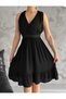 Trend Esinty Women's Double Breasted Collar Tie Elastic Waist Viscose Fabric Summer Dress (Color) - 3