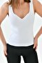 Women's Strappy V-Neck Knitwear Bustier White - 6