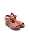 Genuine Leather Women's Sandals Wedge Heels Pink