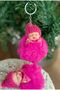 Cute pom- Plush plush sleeping baby Keychain with hat, fuchsia pink pom-pom - 3