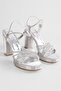 Women's Zaida Silver Stone Platform Heeled Shoes - 4