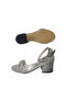 Kids Girls' Silver Single Strap Thick Heeled Sandals Shoes Ank235-978 - 5