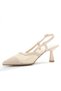 Nude Color Mesh Goblet Heel Open Back Women's Evening Dress Shoes - 3