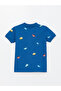 Kids Blue Polo Neck Short Sleeve Patterned Baby Boy T-Shirt - 2