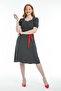 Women's Navy Blue White Polka Dot I Belted Mini Dress 51123