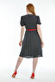 Women's Navy Blue White Polka Dot I Belted Mini Dress 51123 - 7
