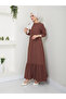 Women's Skirt Frilly Crew Neck Belted Dress - 5