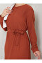 Women's Skirt Frilly Crew Neck Belted Dress - 8