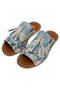 Women's Vegan Leather Blue Slippers - Bloom Where You Are Planted Design - 3