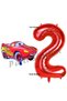 Cars Cars Balloon Concept 2 Years Old Balloon Lightning Mcqueen Balloon and Red Number Balloon Birthday Set