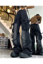 Wash Baggy Retro STAR DETAIL Unisex Jeans/Jean Pants - 2