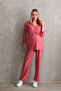 Front Buttoned Woven Maternity and Maternity Top and Bottom Set - 3