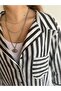 Women's Oversize Summer Shirt Black Striped Shirt Black and White Striped Shirt - 6