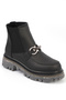 Women's Boots with Elastic Sides, Front Metal Buckle and Trak Sole - 4