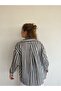 Women's Oversize Summer Shirt Black Striped Shirt Black and White Striped Shirt - 5