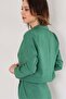 Crop Linen Summer Women's Blazer Jacket - Green - 3