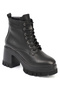 Round Toe Lace Up Mid Heel Women's Boots - 4
