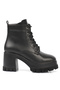Round Toe Lace Up Mid Heel Women's Boots - 3