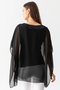 Women's Black Sequin Detailed Viscose Combed Cotton Lined Chiffon Cape Blouse - 6